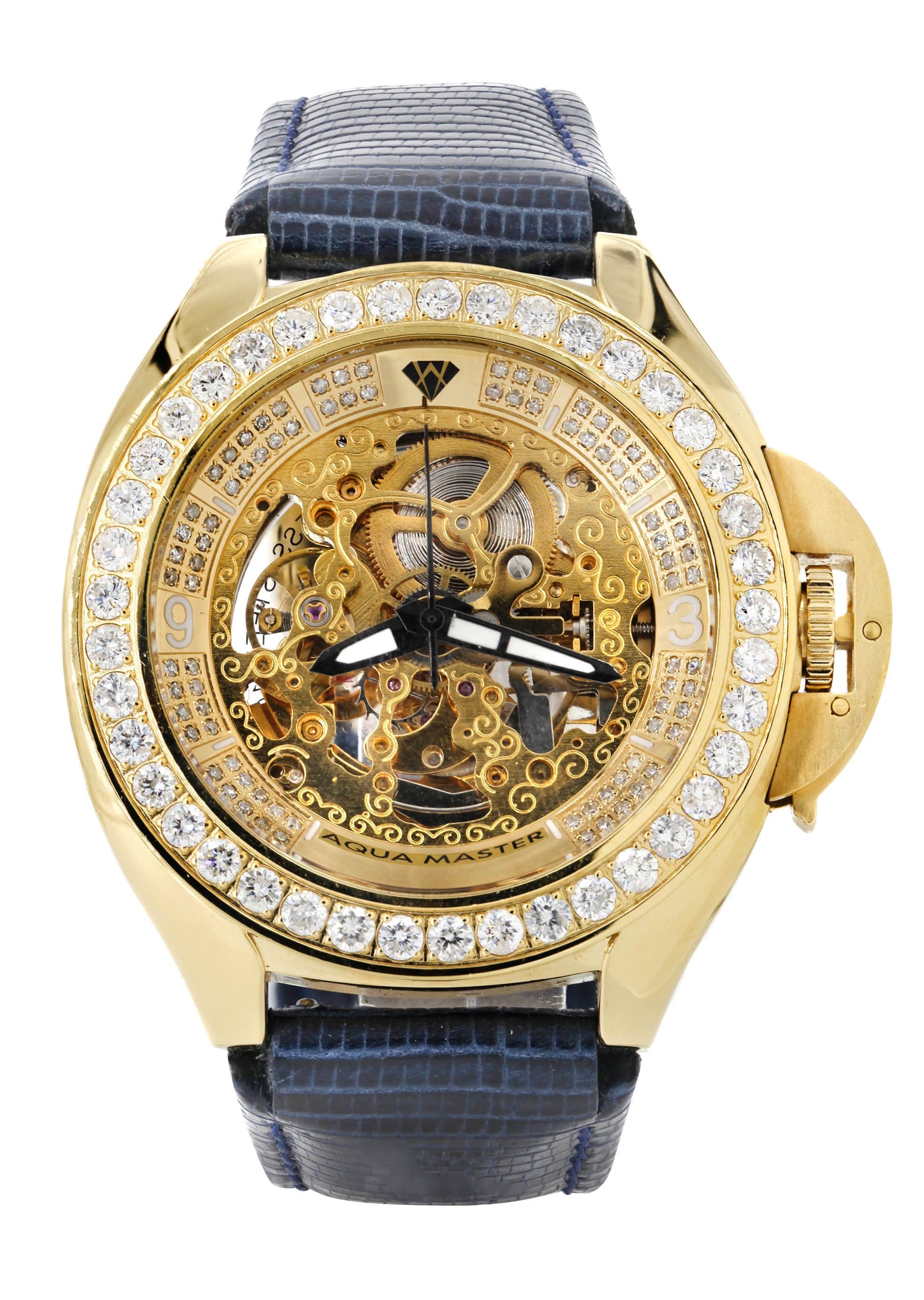Versace Versus Bling Gold & CZ’s Face Leather Band 26764 - Versace Diamond Earrings main image 3
