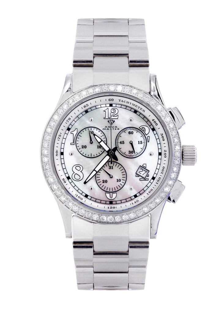 Mens White Gold Tone Diamond Watch | Appx. 2 Carats MENS GOLD WATCH FROST NYC 
