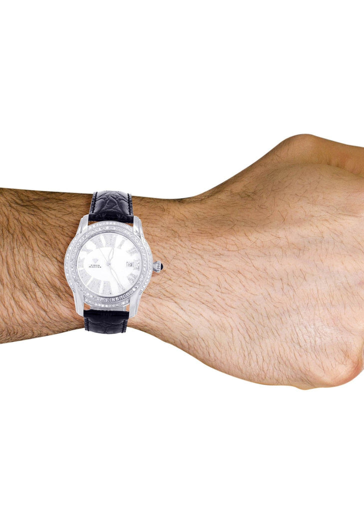 Mens White Gold Tone Diamond Watch | Appx. 1.71 Carats MENS GOLD WATCH FROST NYC 