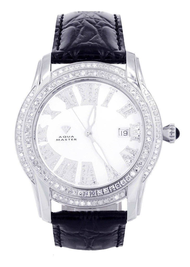 Mens White Gold Tone Diamond Watch | Appx. 1.71 Carats MENS GOLD WATCH FROST NYC 