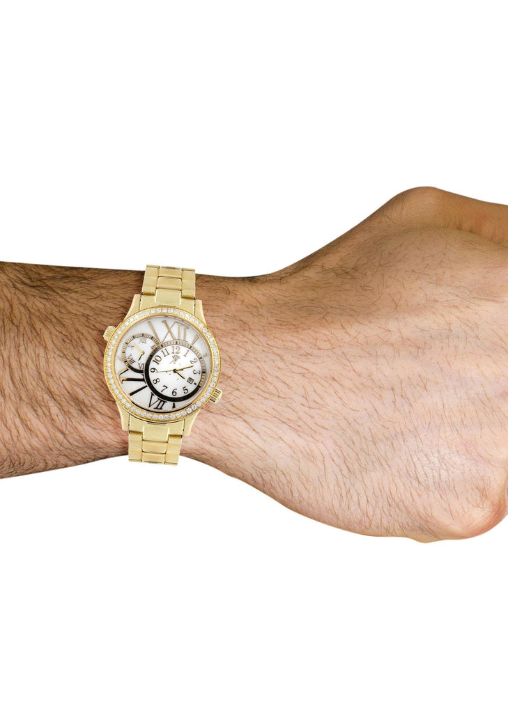 Mens Yellow Gold Tone Diamond Watch | Appx. 2.46 Carats MENS GOLD WATCH FROST NYC 