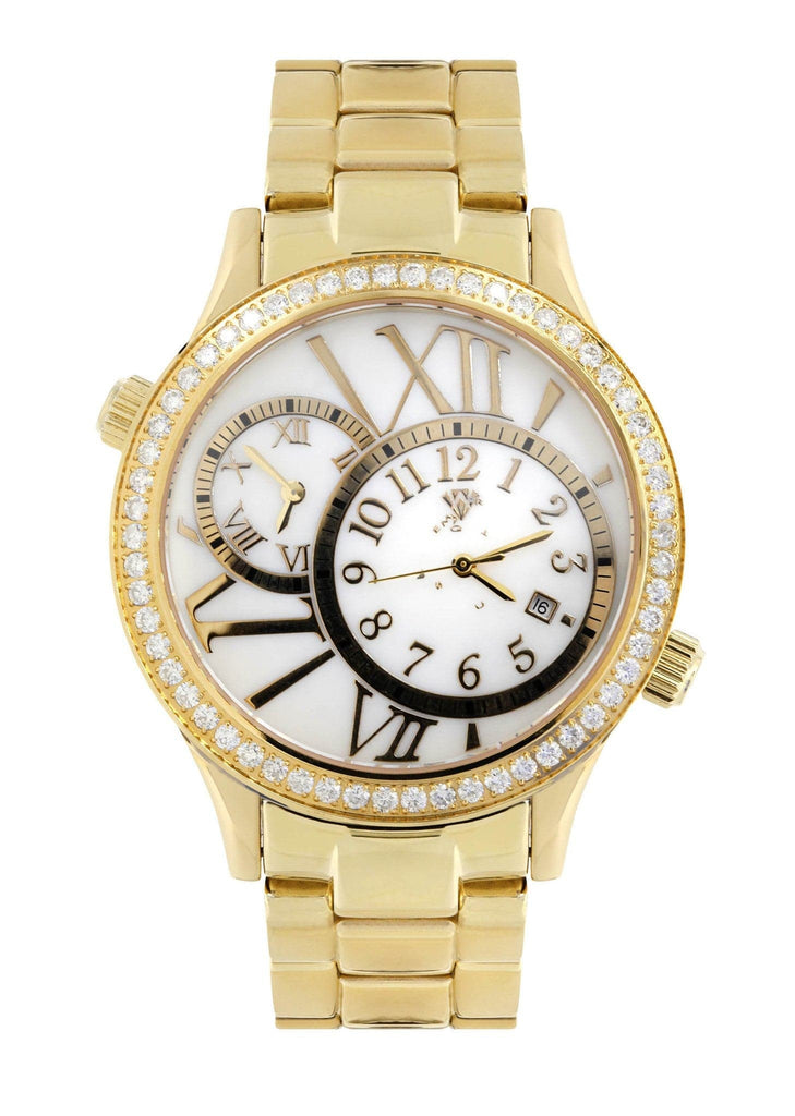 Mens Yellow Gold Tone Diamond Watch | Appx. 2.46 Carats MENS GOLD WATCH FROST NYC 