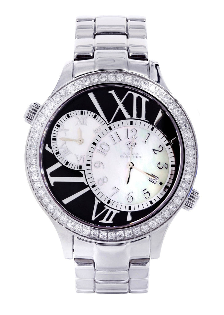 Mens White Gold Tone Diamond Watch | Appx. 2.47 Carats MENS GOLD WATCH FROST NYC 
