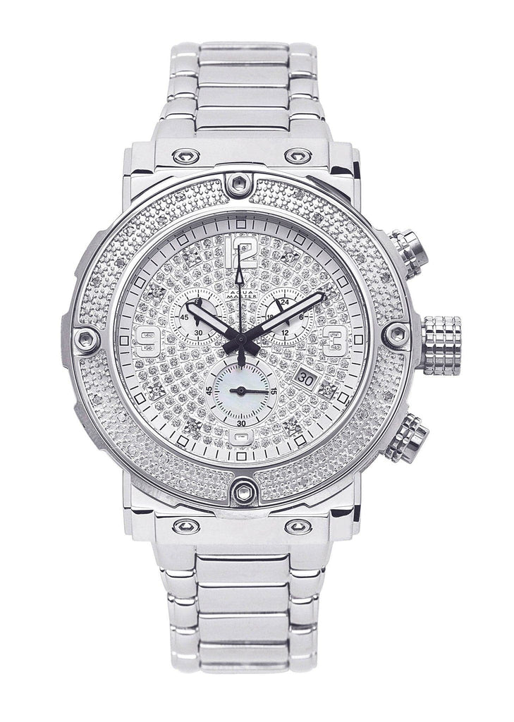 Mens White Gold Tone Diamond Watch | Appx. 0.22 Carats MENS GOLD WATCH FROST NYC 