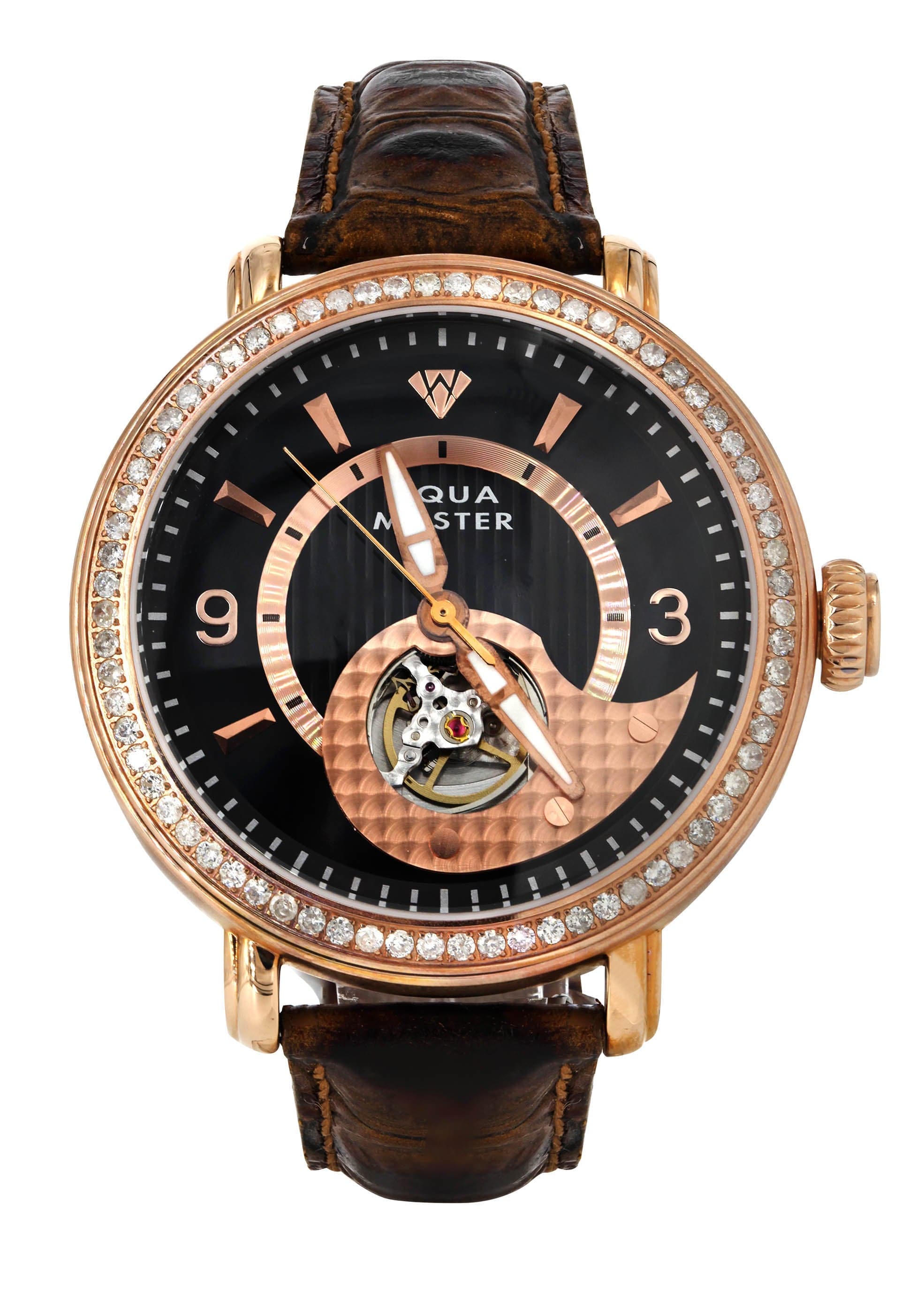 Mens Rose Gold Tone Diamond Watch