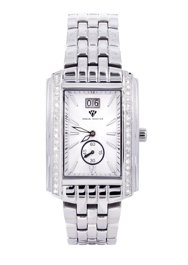 Mens White Gold Tone Diamond Watch | Appx. 1.51 Carats MENS GOLD WATCH FROST NYC 