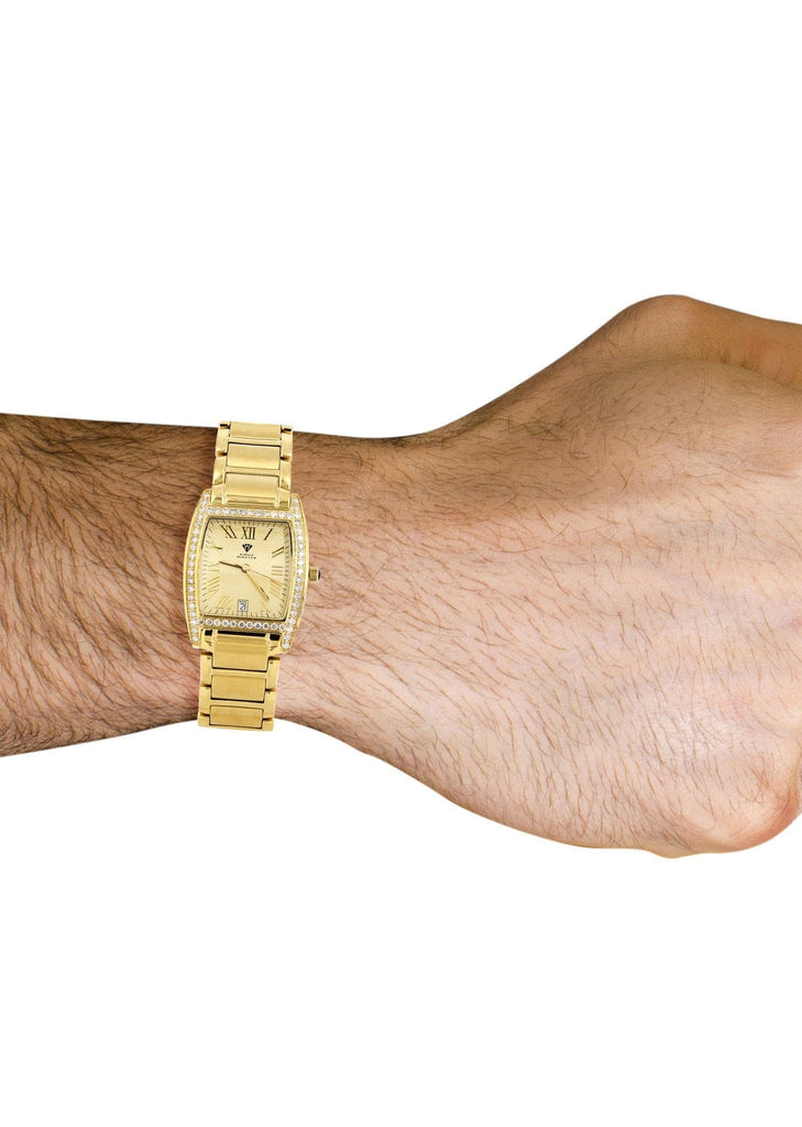 Mens Yellow Gold Tone Diamond Watch | Appx. 2.1 Carats MENS GOLD WATCH FROST NYC 