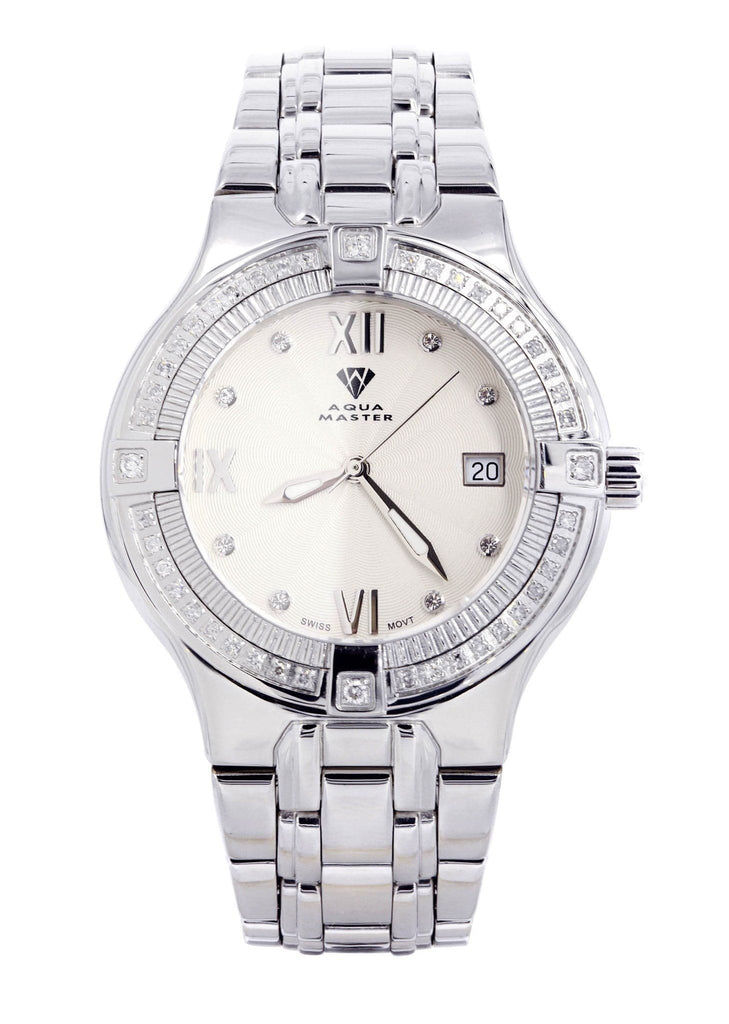 Mens White Gold Tone Diamond Watch | Appx. 1.05 Carats MENS GOLD WATCH FROST NYC 