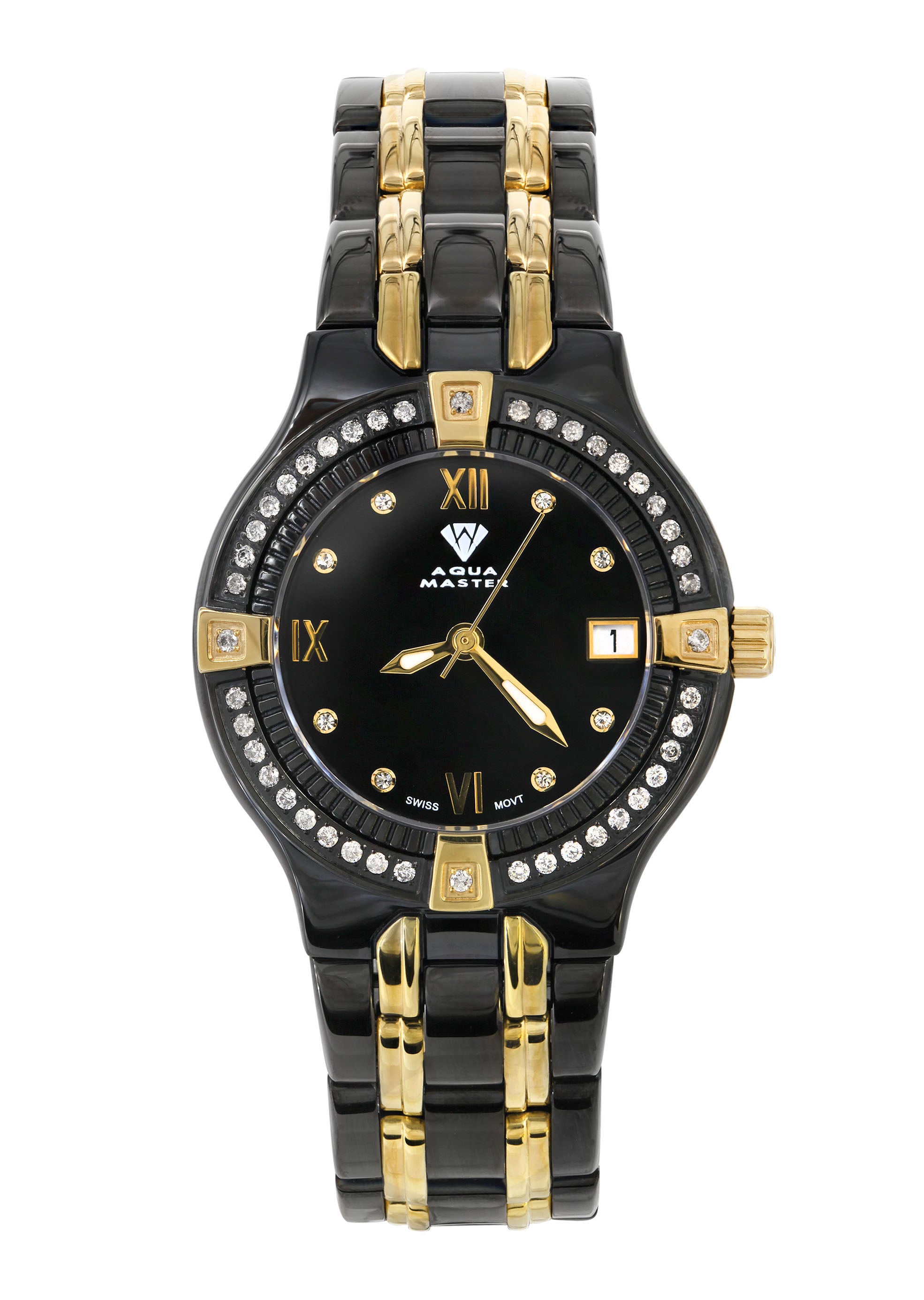 Ladies Luxury Two-Tone Watch with Black Dial diamonds. Rolex 179161 26MM Luxury Watch with Black Dial main image 3