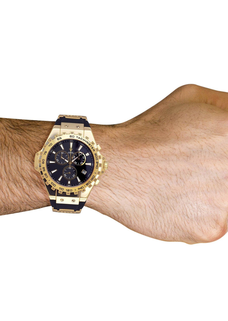 Mens Yellow Gold Tone Diamond Watch | Appx. 0.26 Carats MENS GOLD WATCH FROST NYC 