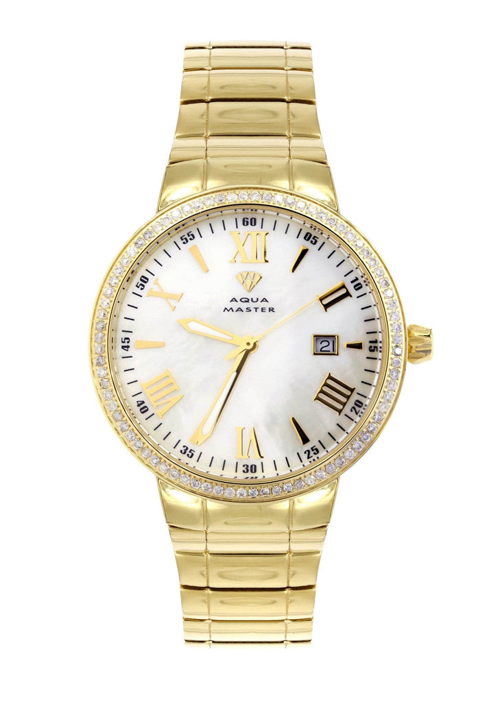 Mens Yellow Gold Tone Diamond Watch | Appx. 1.27 Carats MENS GOLD WATCH FROST NYC 