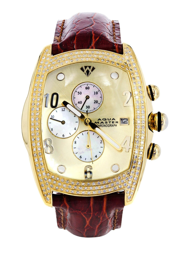 Mens Yellow Gold Tone Diamond Watch | Appx. 2.5 Carats MENS GOLD WATCH FROST NYC 