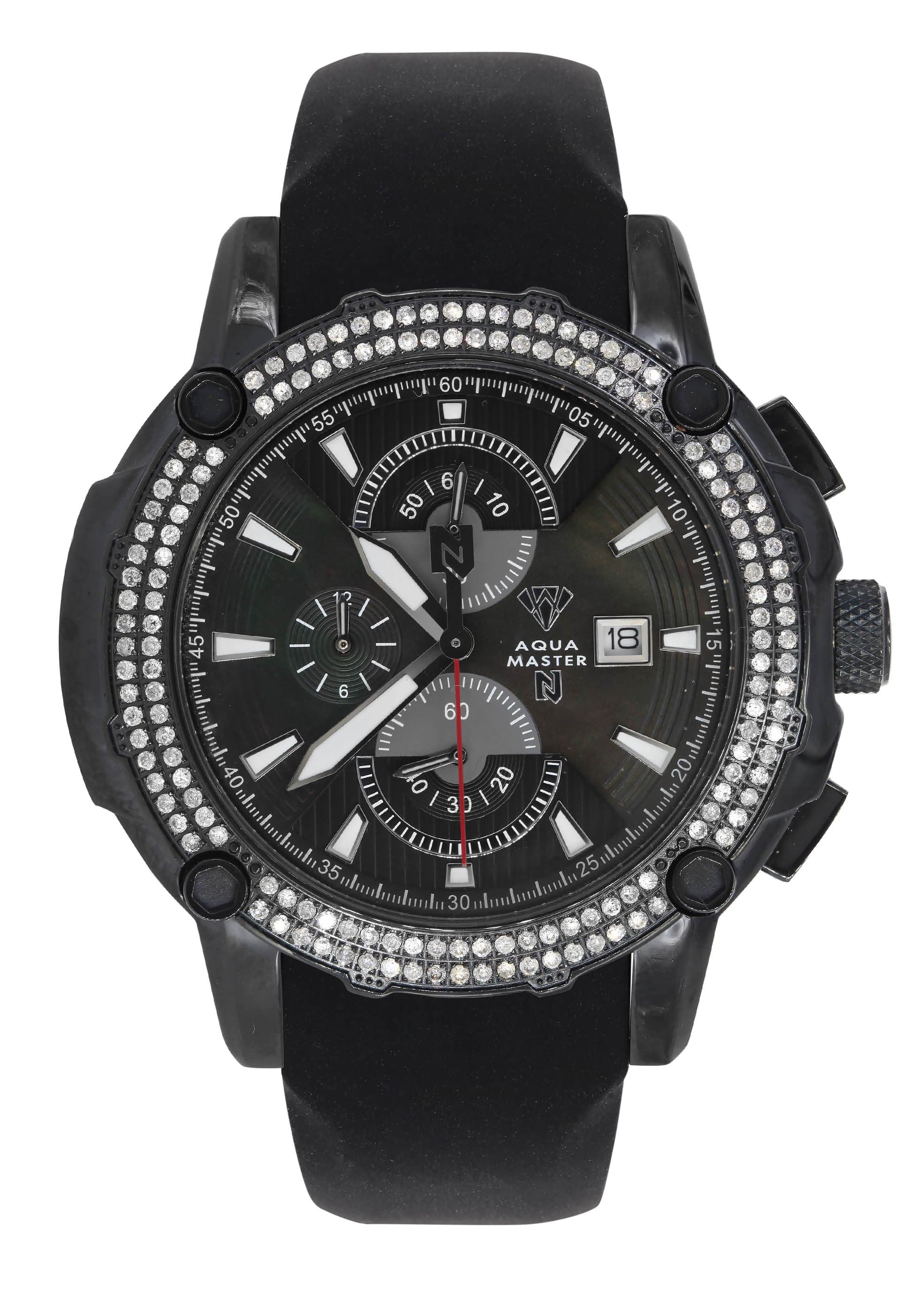 Mens Black Steel Tone Diamond Watch Carats