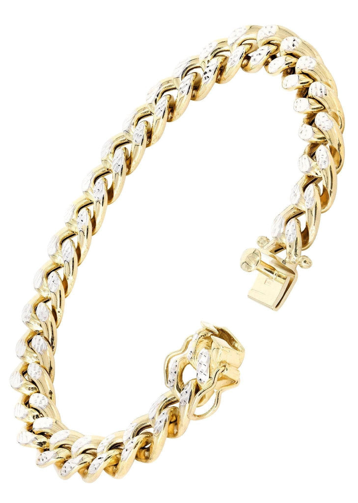 Semi Solid Womens Diamond Cut Miami Cuban Link Bracelet 10K/14K Gold