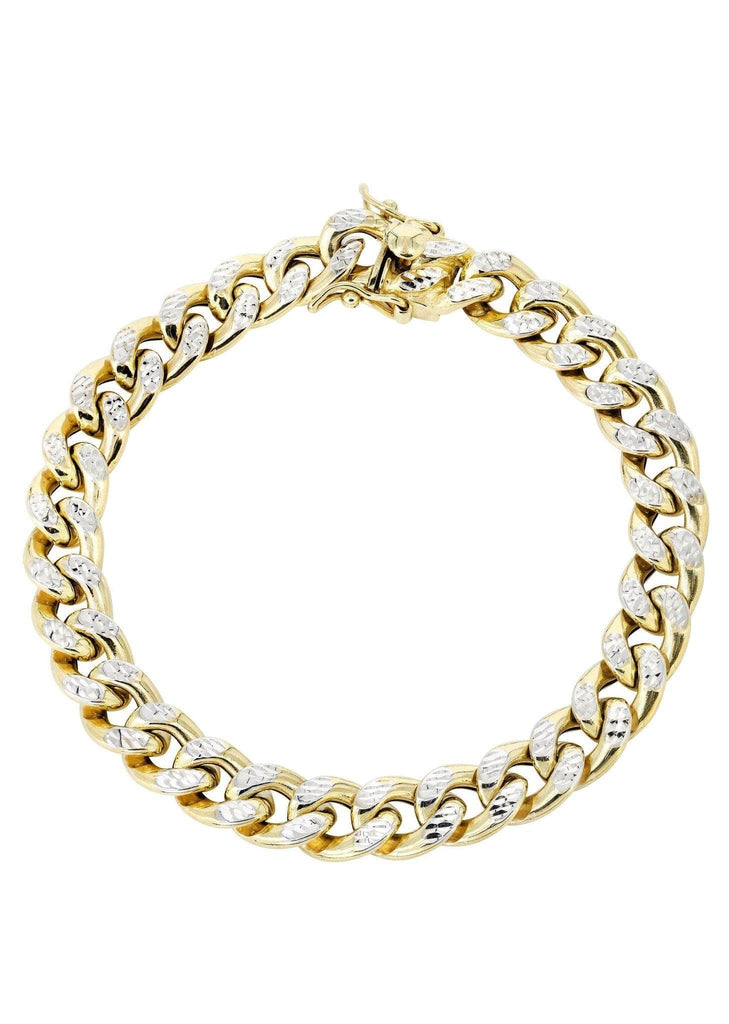 Hollow Mens Diamond Cut Miami Cuban Link Bracelet 10K Gold Men's Gold Bracelets FROST NYC 