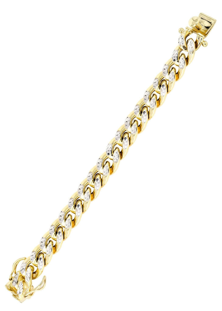 14K Gold Bracelet Hollow Miami Cuban Link Diamond Cut Men's Gold Bracelets FROST NYC 