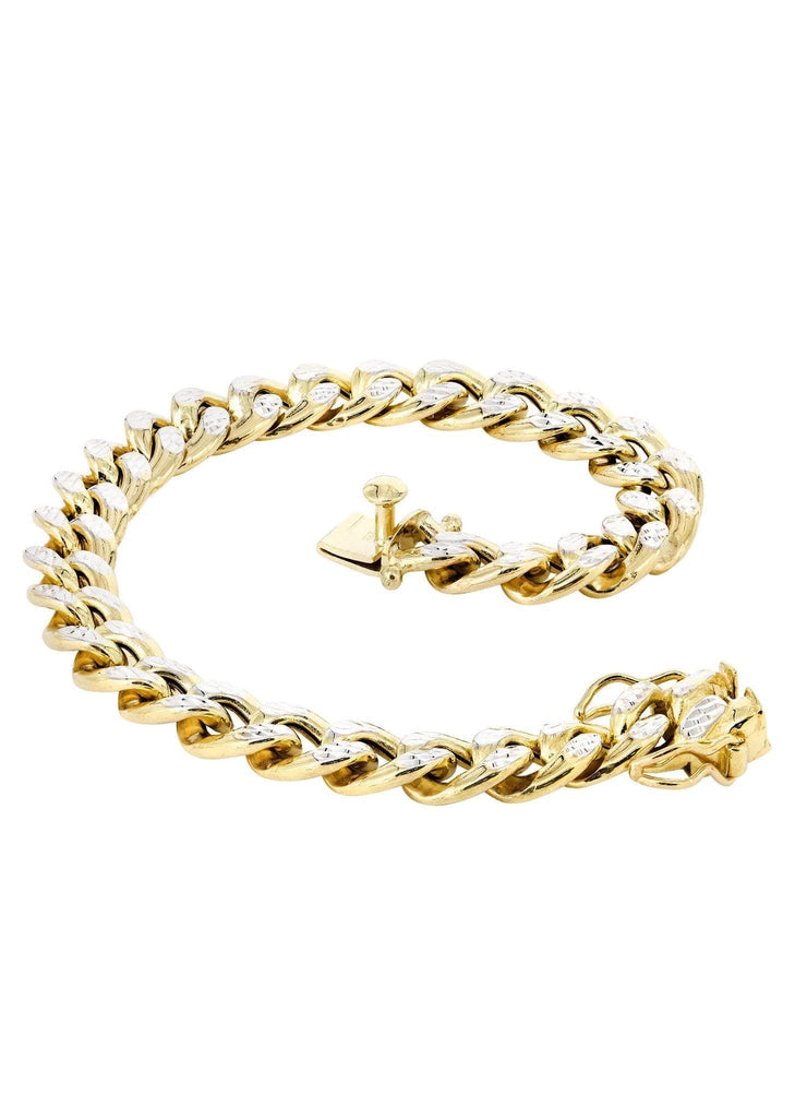 Hollow Mens Diamond Cut Miami Cuban Link Bracelet 10K Gold Men's Gold Bracelets FROST NYC 