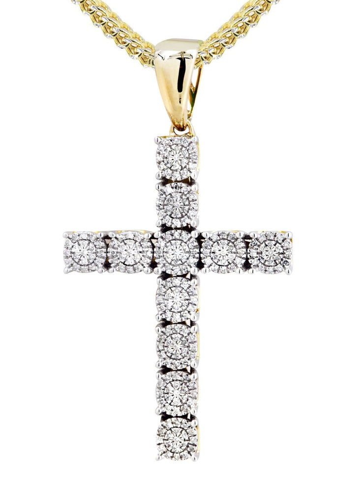 10K Yellow Gold Cross Pendant & Franco Chain | 0.31 Carats diamond combo FrostNYC 