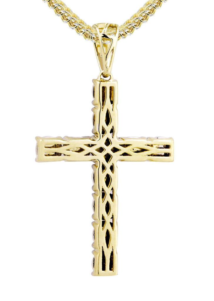 10K Yellow Gold Cross Pendant & Franco Chain | 0.31 Carats diamond combo FrostNYC 