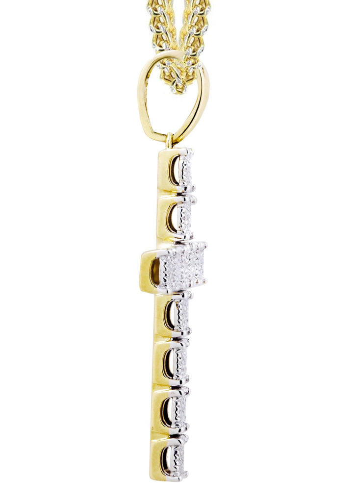 10K Yellow Gold Cross Pendant & Franco Chain | 0.31 Carats diamond combo FrostNYC 