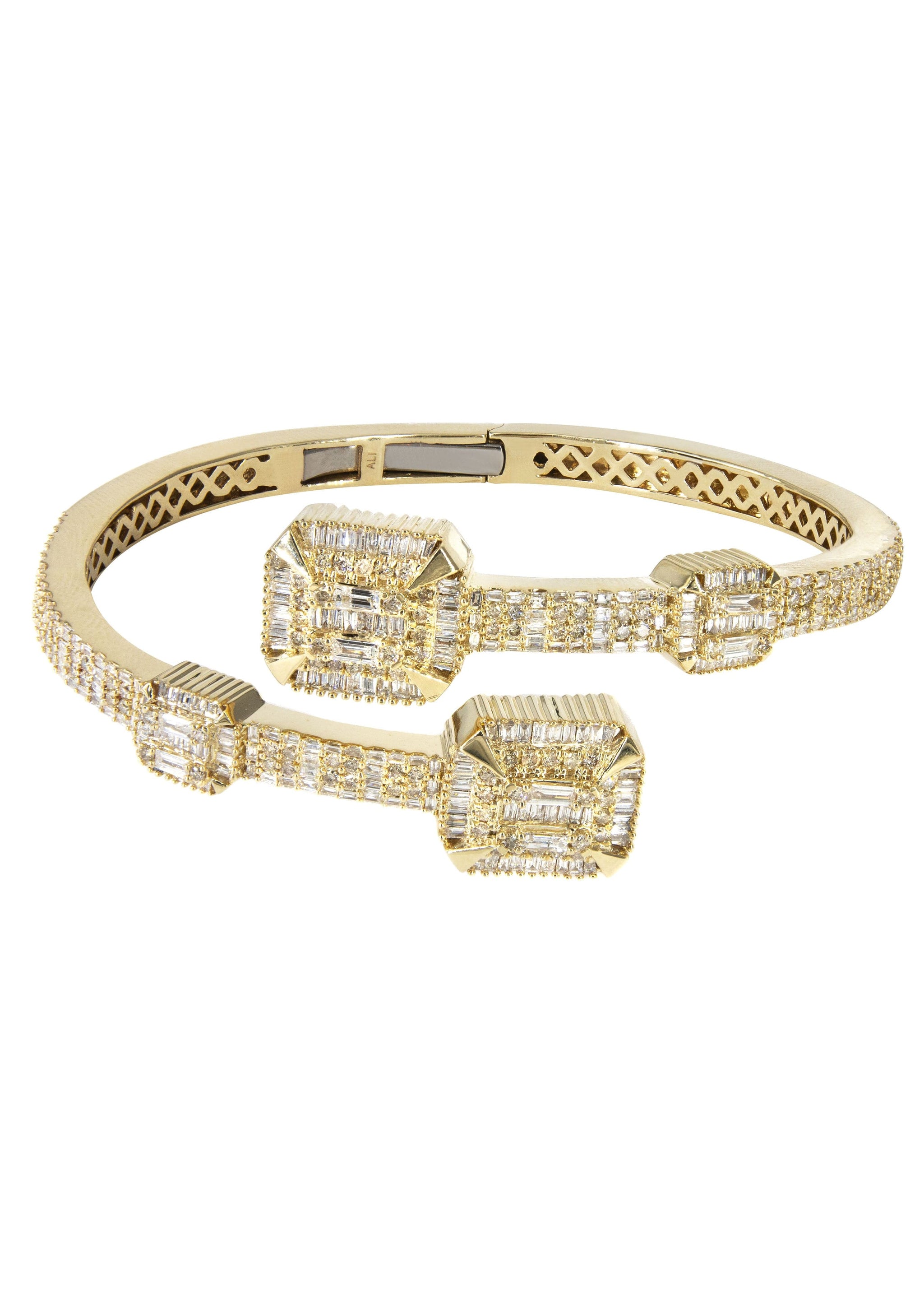 NWOT?Swarovski?Baguette Gold Bangle Watch0999987 Baguette & Princess Bangle Bracelet | Diamond Mansion main image 4