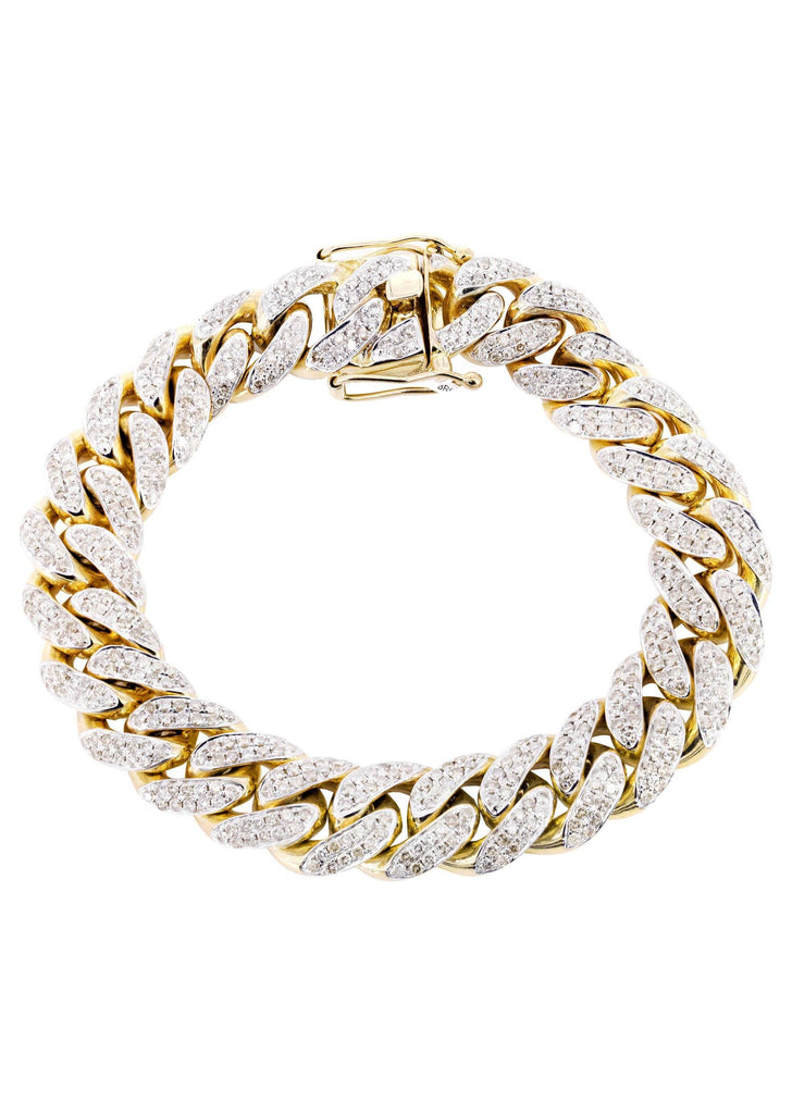 Iced Out Diamond Miami Cuban Link Bracelet 10K Yellow Gold Men's Gold Bracelets MANUFACTURER 1 