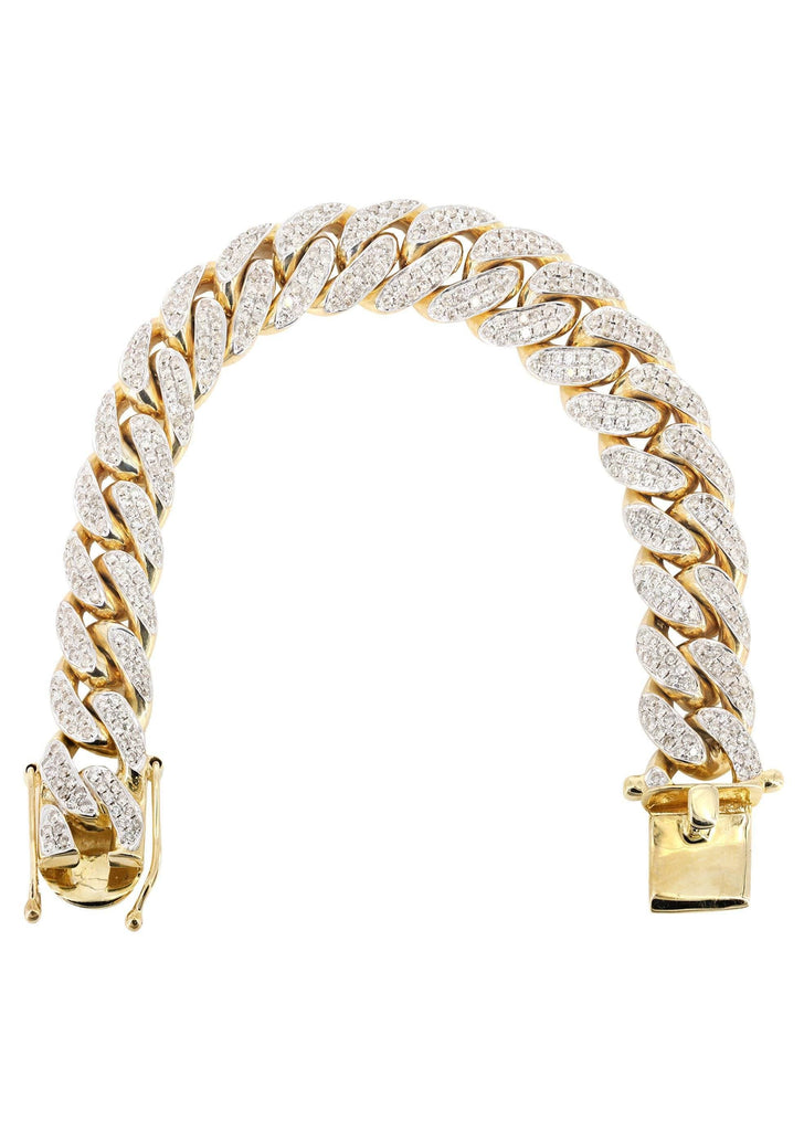 Iced Out Diamond Miami Cuban Link Bracelet 14K Yellow Gold Men's Gold Bracelets MANUFACTURER 1 