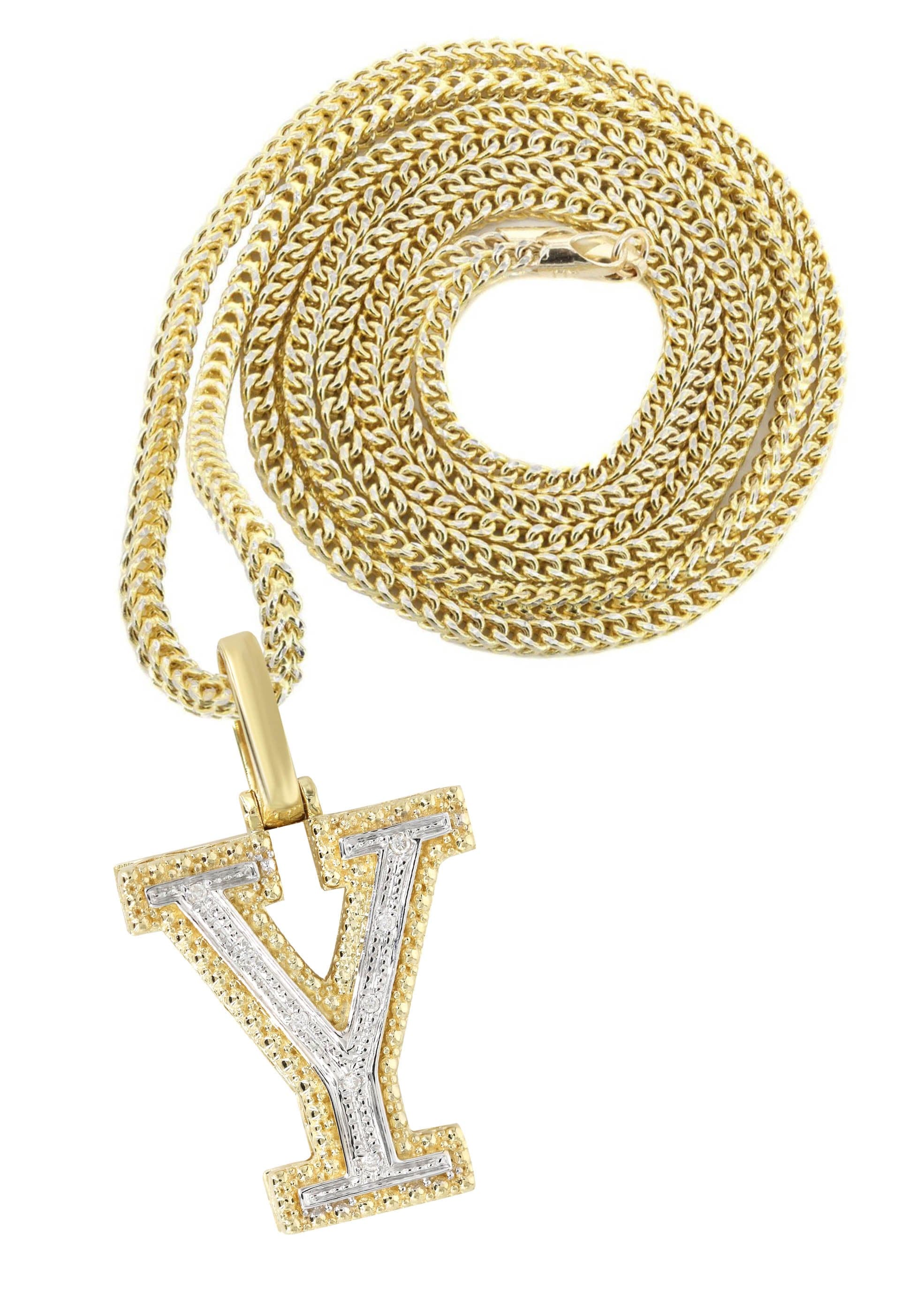 y字ネックレス　10k Diamond 10K Yellow Gold Letter 