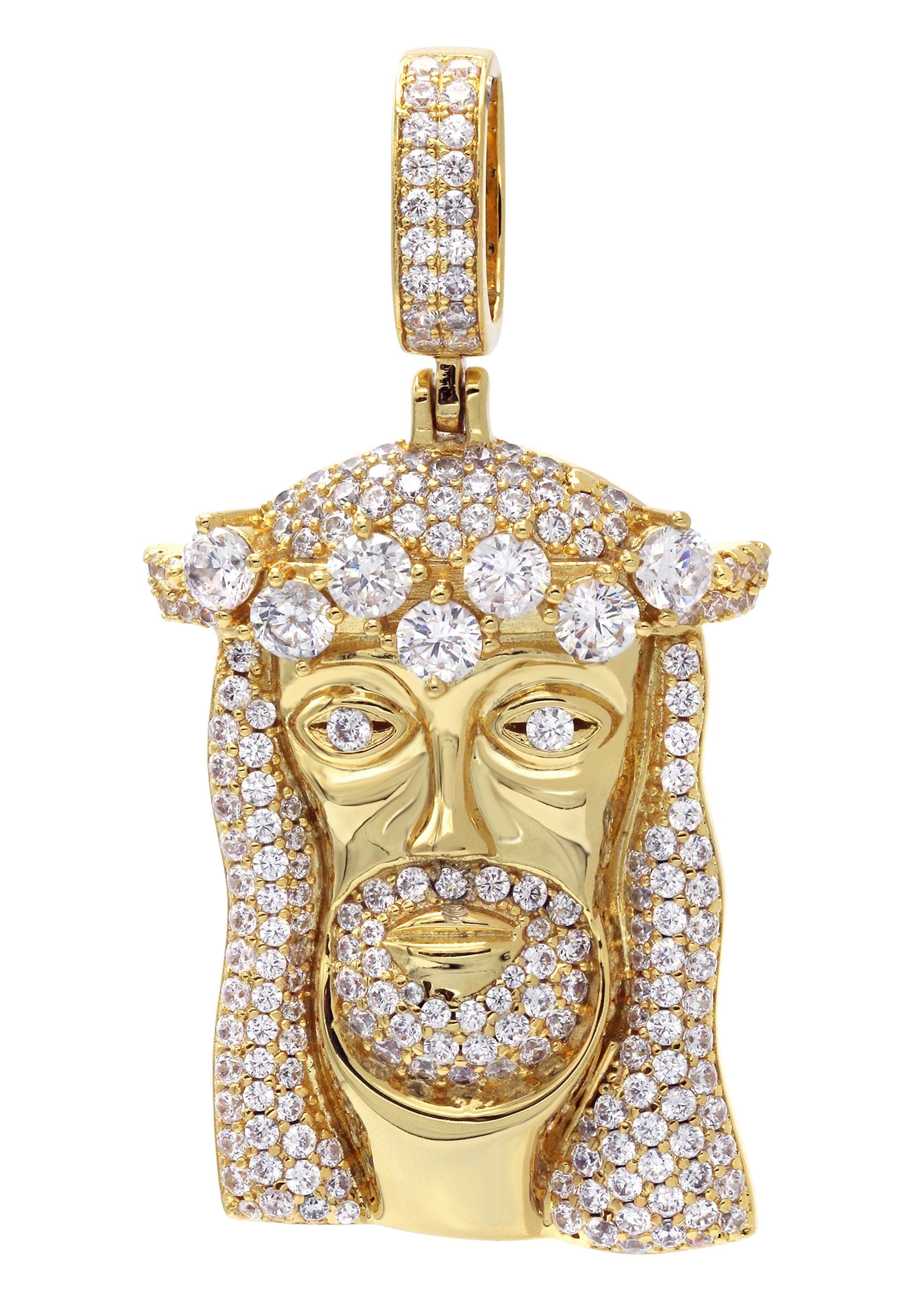 Diamond Pendant Gold Plated Jesus Pendant 10K Gold Jesus Head 