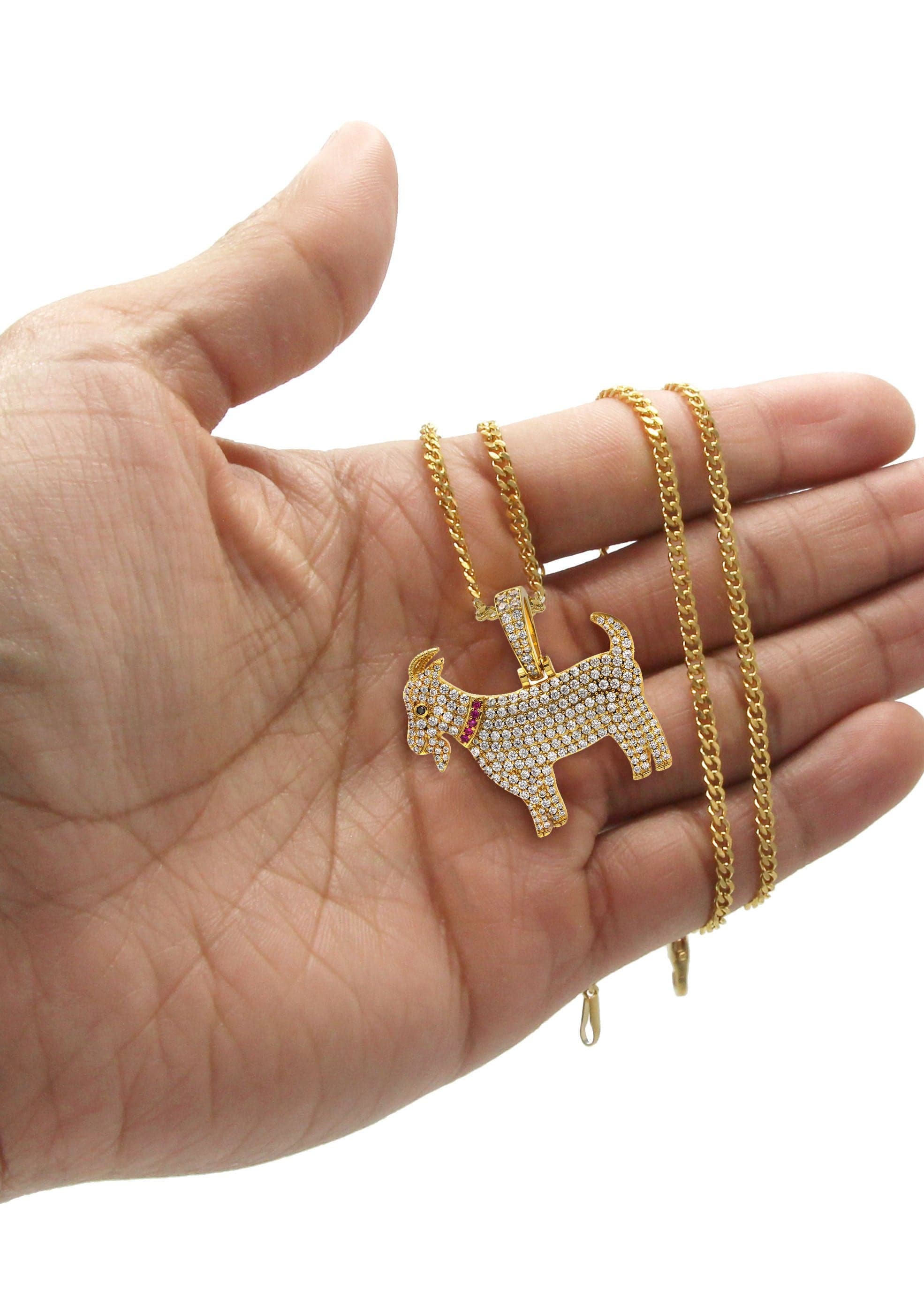 Gold Plated Cuban Link Chain & Goat Pendant | Appx. 14.5 Grams