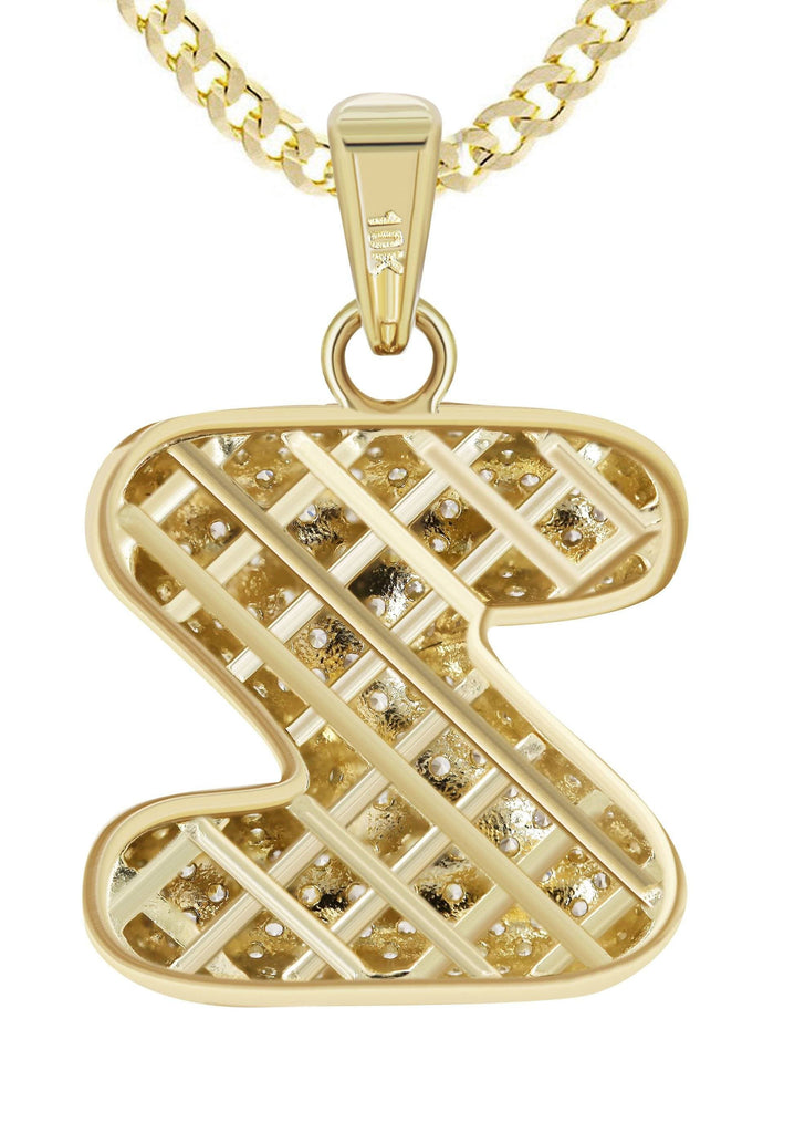 10K Yellow Gold Franco Chain & Bubble Letter "Z" Cz Pendant | Appx. 15 Grams chain & pendant FrostNYC 