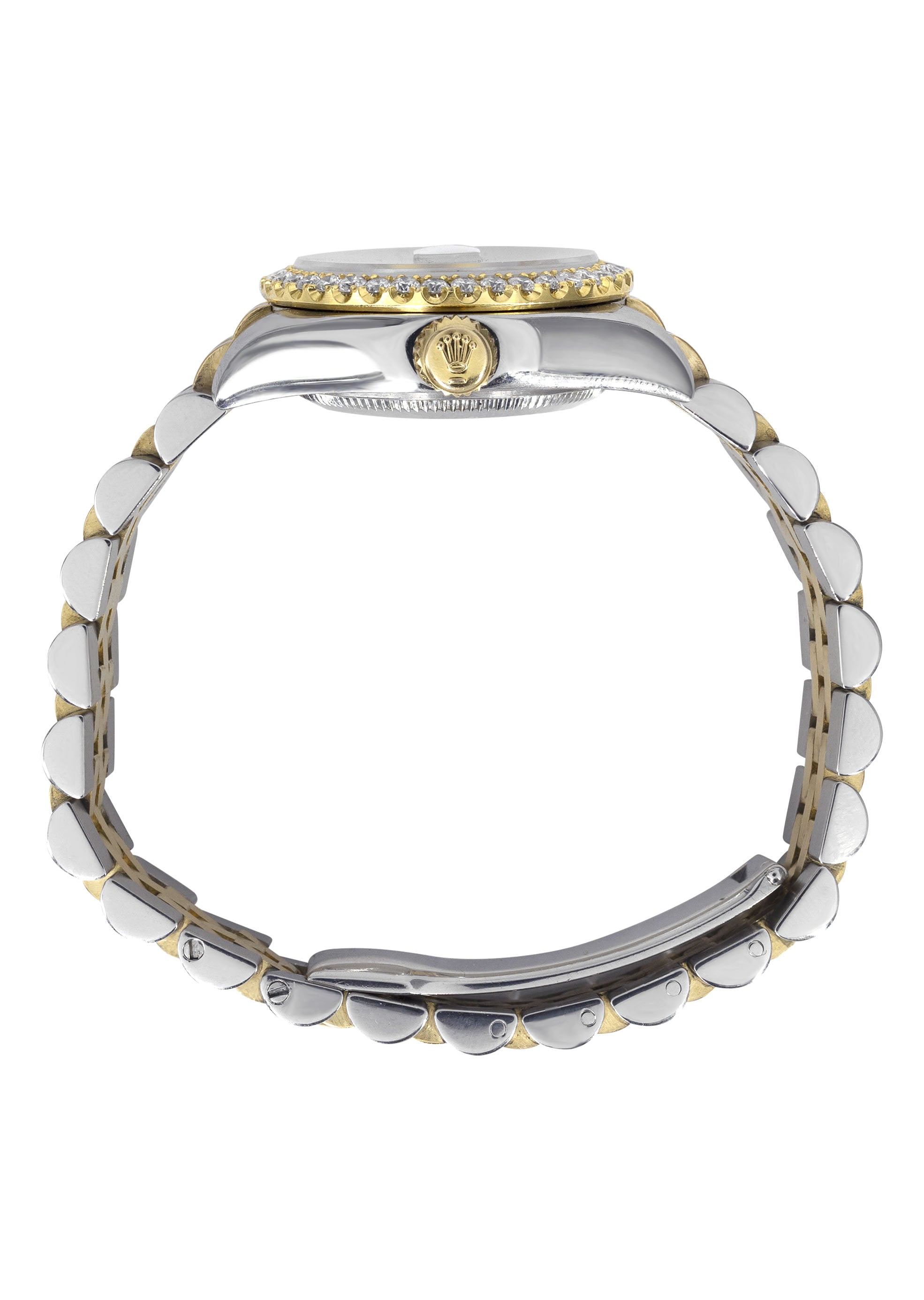 Womens Diamond Gold Hidden Clasp Rolex Watch | 1 Carat Bezel | 26Mm |