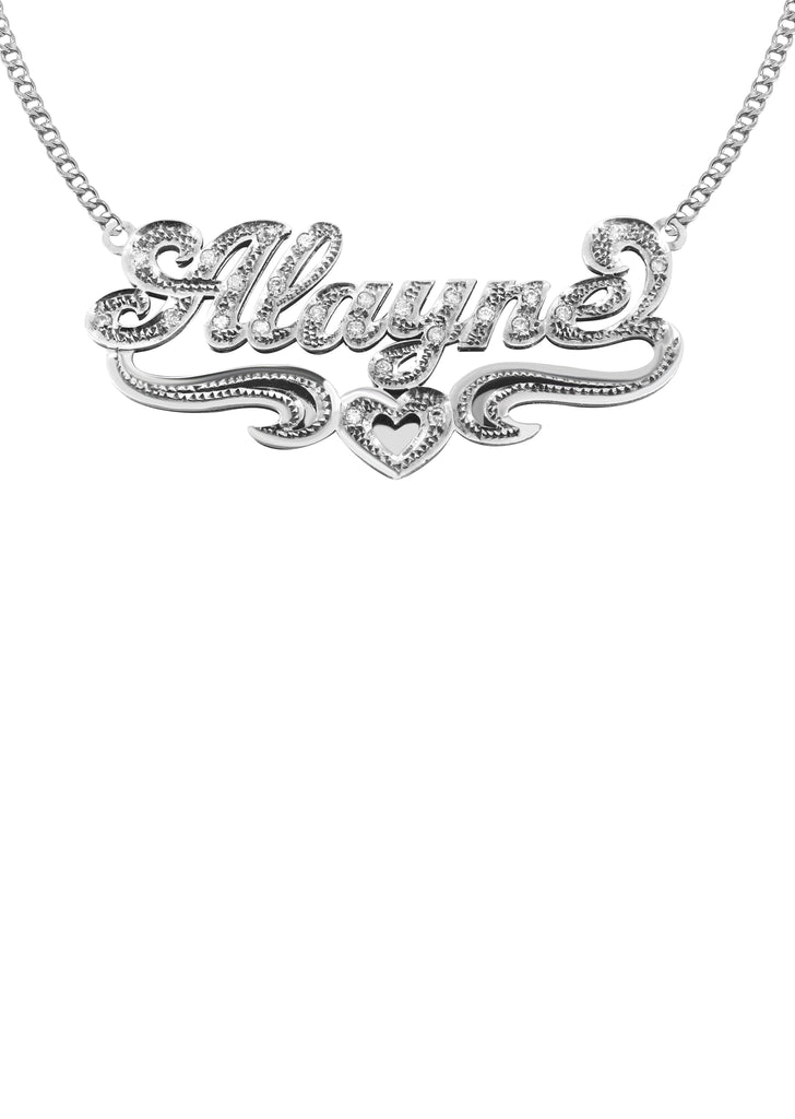 14K Ladies White Gold with Diamonds Name Plate Necklace | Appx. 9.7 Grams Name Plate Manufacturer 16 