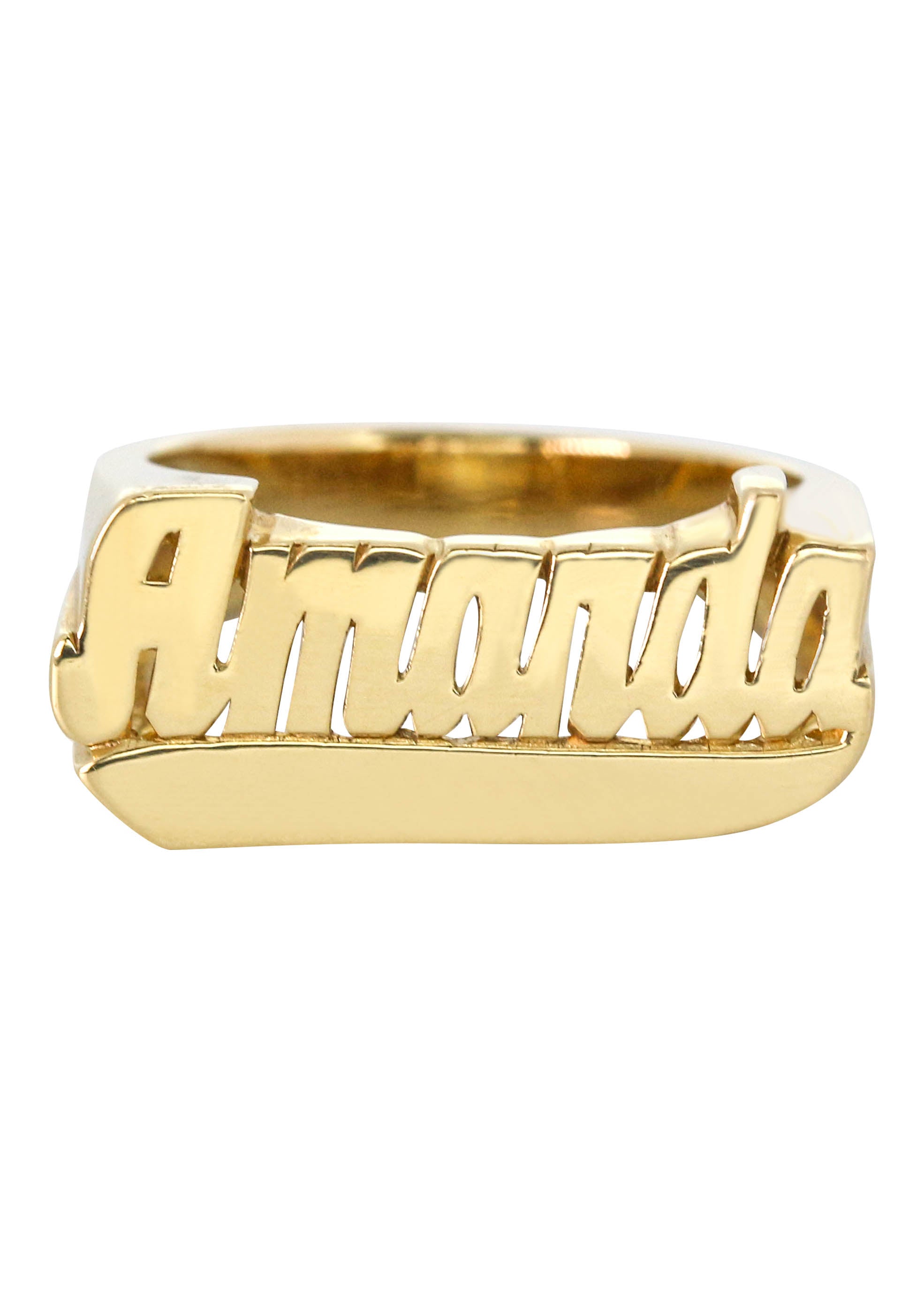 14K Script Gold Name Ring Grams