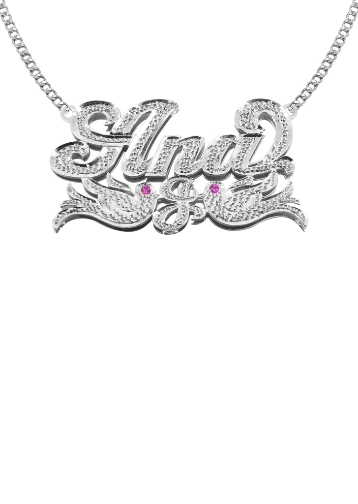 14K Ladies White Gold Diamond Cut Name Plate Necklace | Appx. 11.4 Grams Name Plate Manufacturer 16 