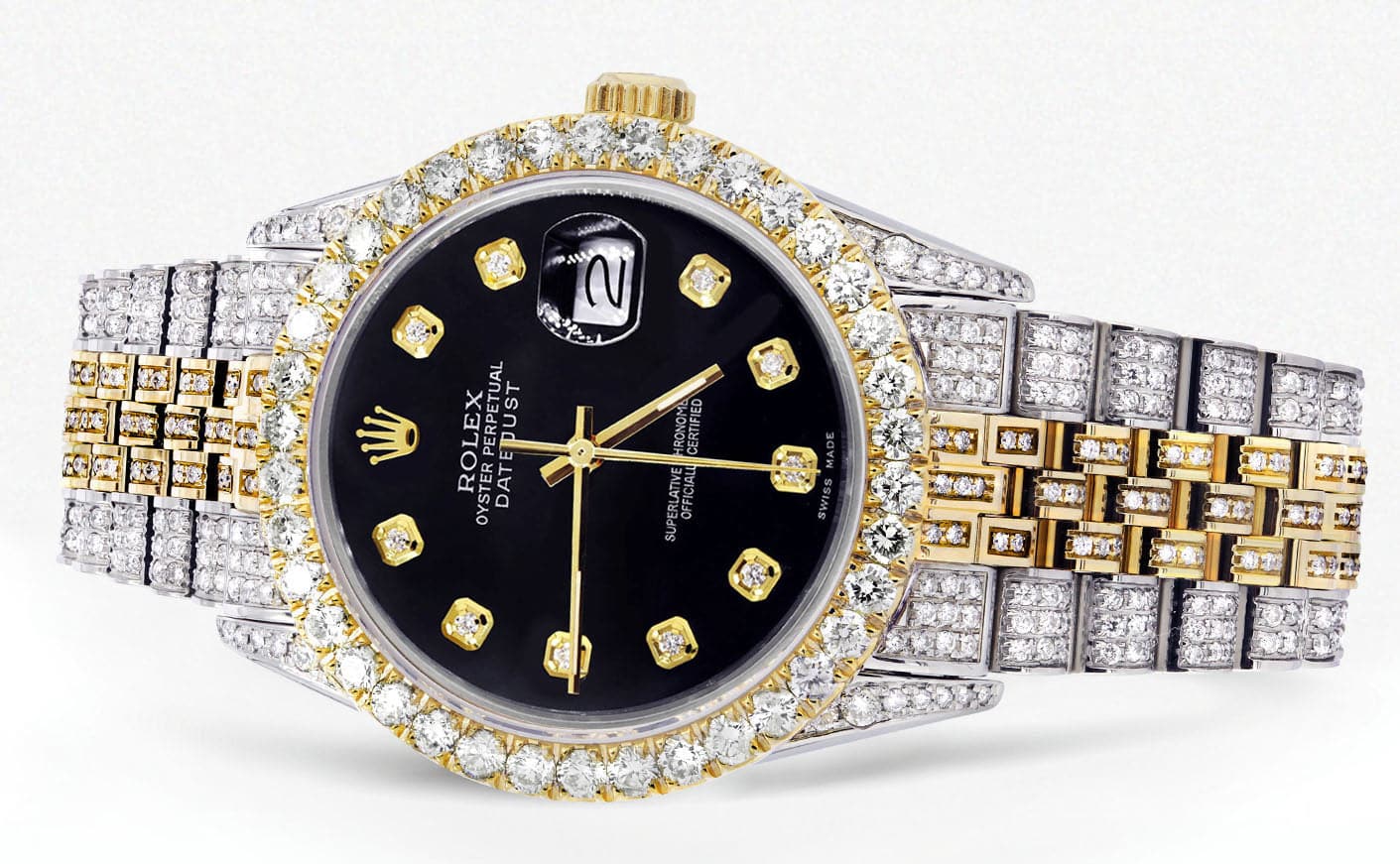 Iced Out Rolex Datejust 36 MM | Two Tone | 10 Carats of  display picture 1