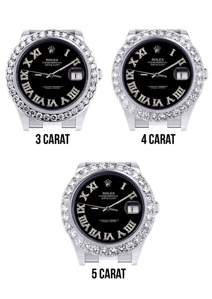 Rolex Datejust II Watch | 41 MM | Custom Black Roman Dial | Oyster Band CUSTOM ROLEX FrostNYC 