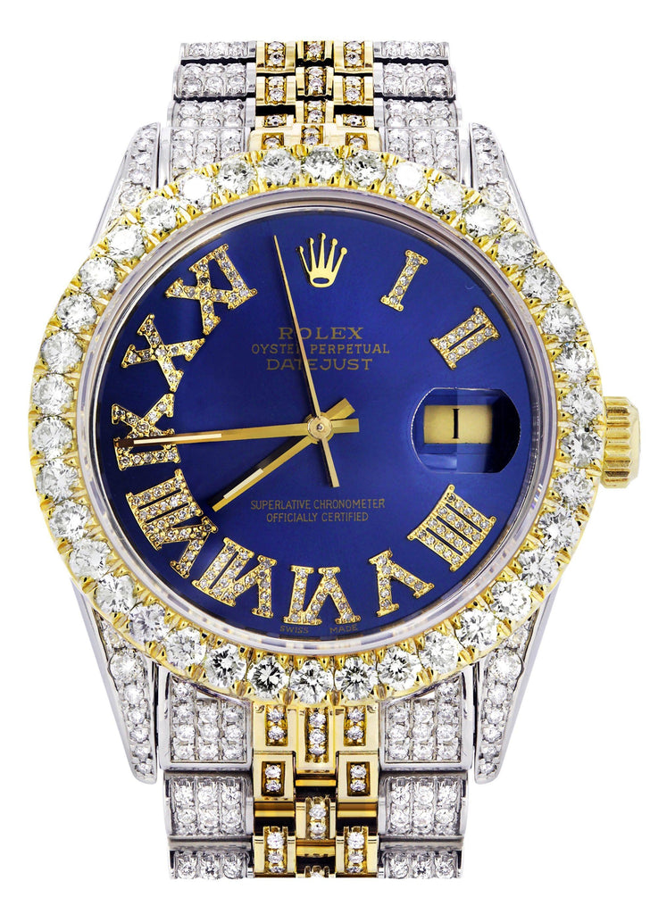 Iced Out Rolex Datejust 36 MM | Two Tone | 10 Carats of Diamonds | Blu ...