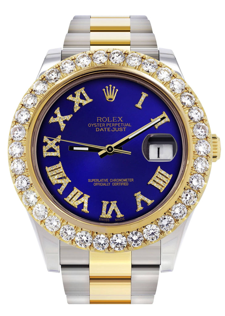 Rolex Datejust II Watch | 41 MM | 18K Yellow Gold & Stainless Steel | Custom Blue Roman Dial | Oyster Band CUSTOM ROLEX FrostNYC 