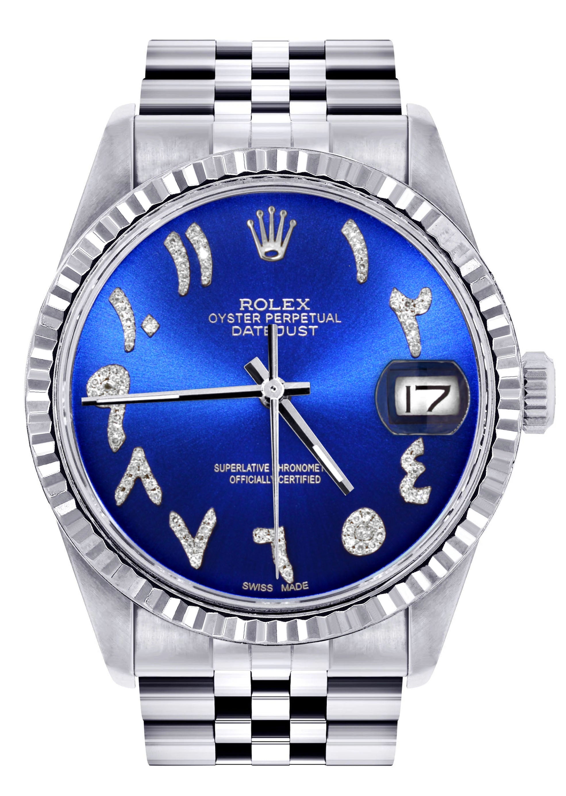 Rolex Datejust 16200 Für Damen Geriffelte Lünette 36 Mm Blau