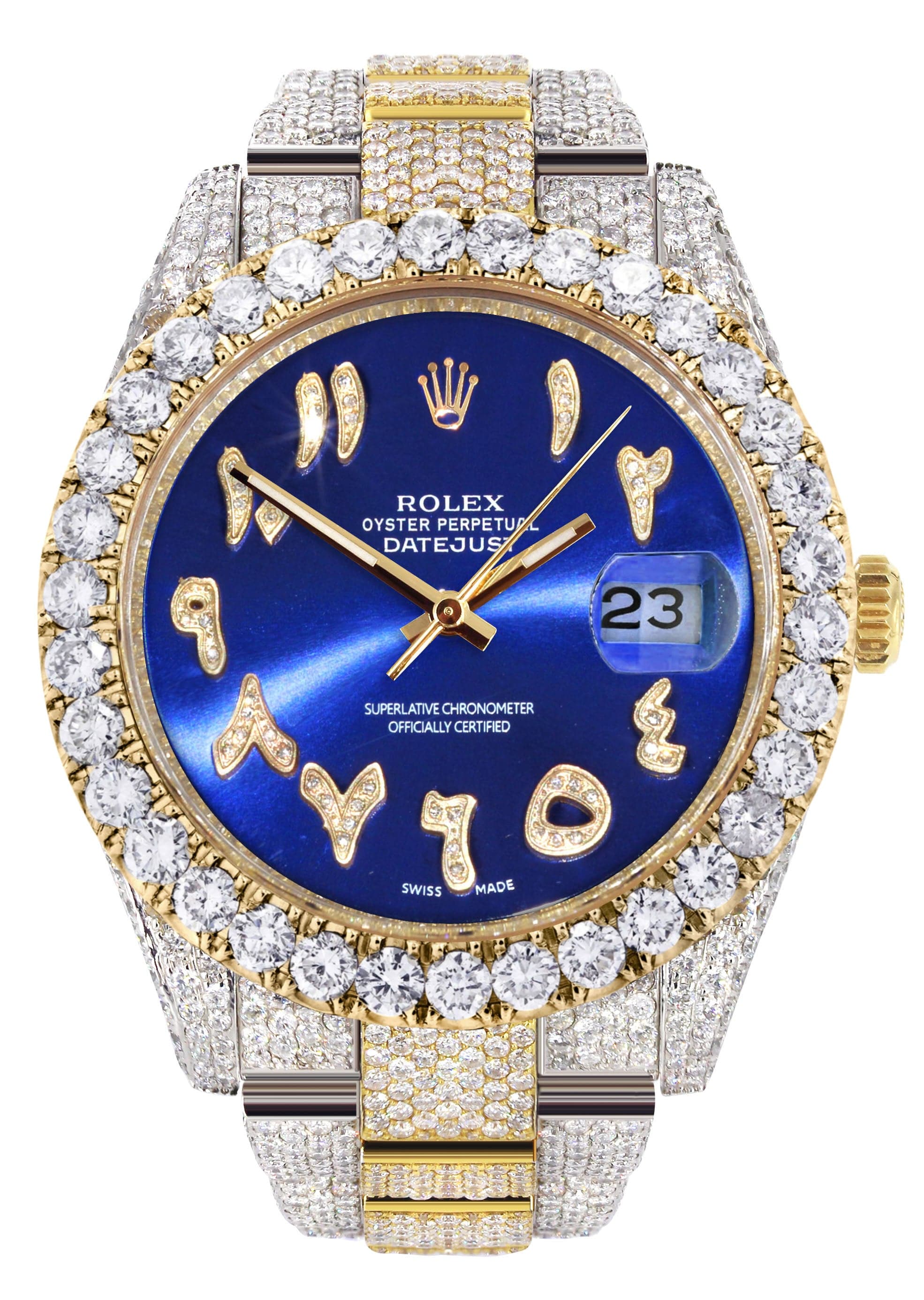 Iced Out Rolex Mit Arabischen Zahlen Mit Diamanten Besetzte Rolex