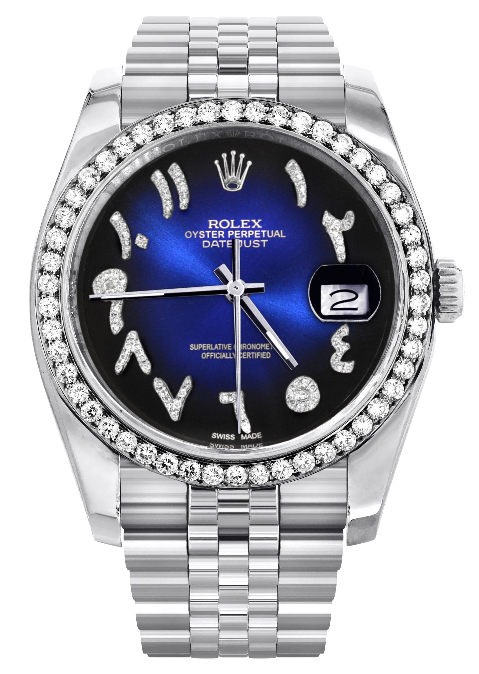 116200 | Hidden Clasp | Diamond Rolex Datejust Watch | 36Mm | Blue Bla