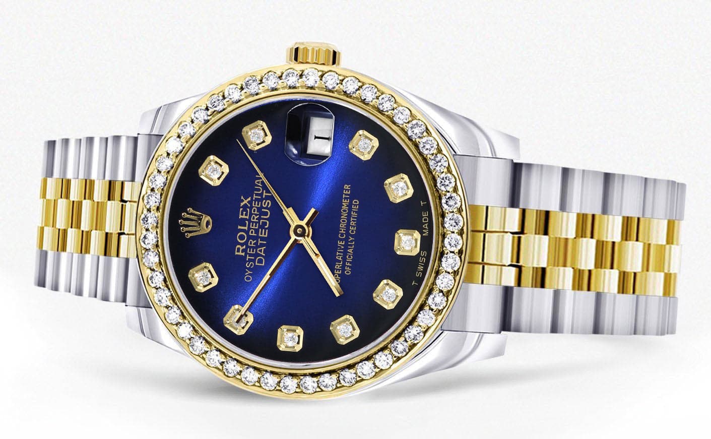 Diamond Gold Rolex Watch | 68273 |Diamond Bezel | 31MM | Blue Black Di