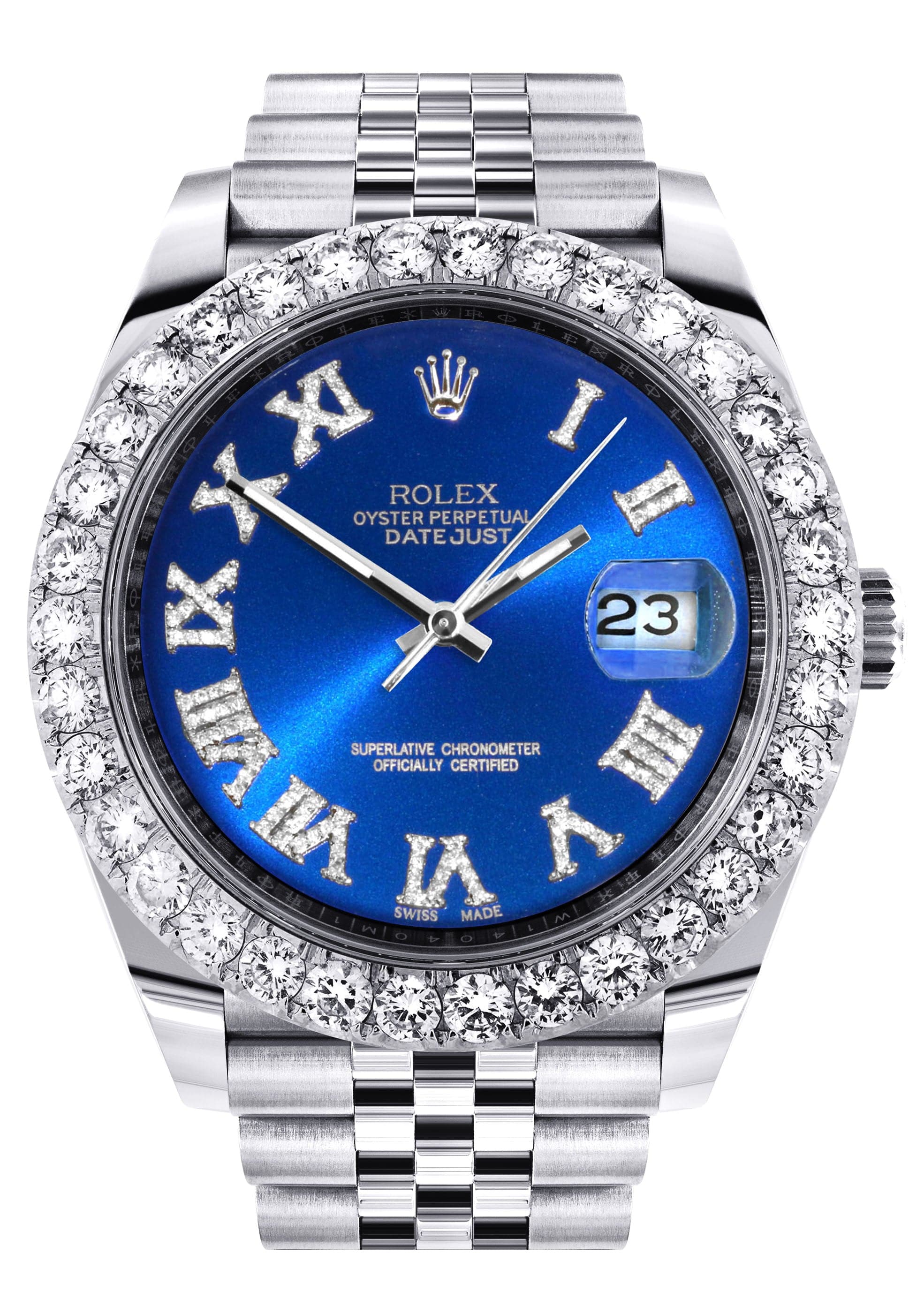 Rolex Datejust II Watch 41 MM Custom Blue Roman Diamond Dial Jub