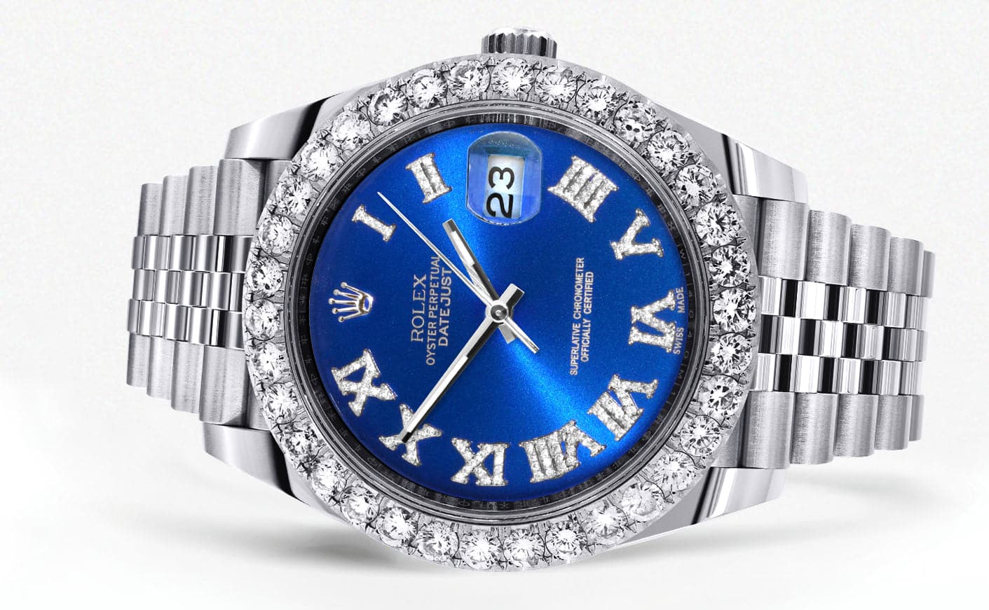Rolex Datejust II Watch | 41 MM | Custom Blue Roman Diamond