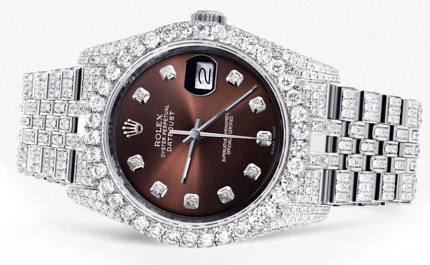 Bracciale Jubilee Orologio Rolex Datejust Grigio Scuro Iced Out