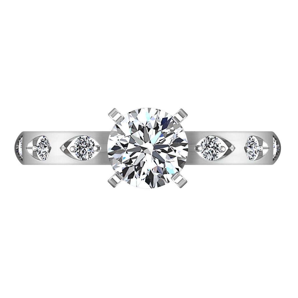 Round Diamond Pave Engagement Ring Jazz 14K White Gold engagement rings imaginediamonds 