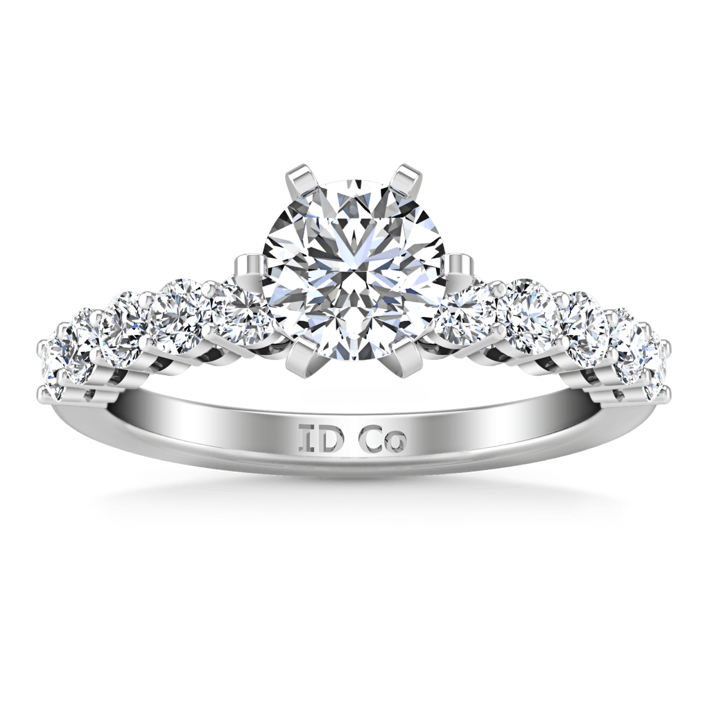 Round Diamond Pave Engagement Ring Fleur 14K White Gold engagement rings imaginediamonds 
