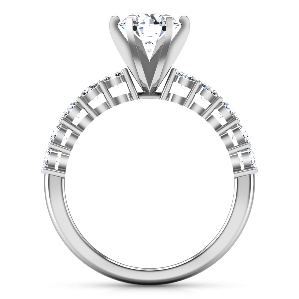 Round Diamond Pave Engagement Ring Fleur 14K White Gold engagement rings imaginediamonds 