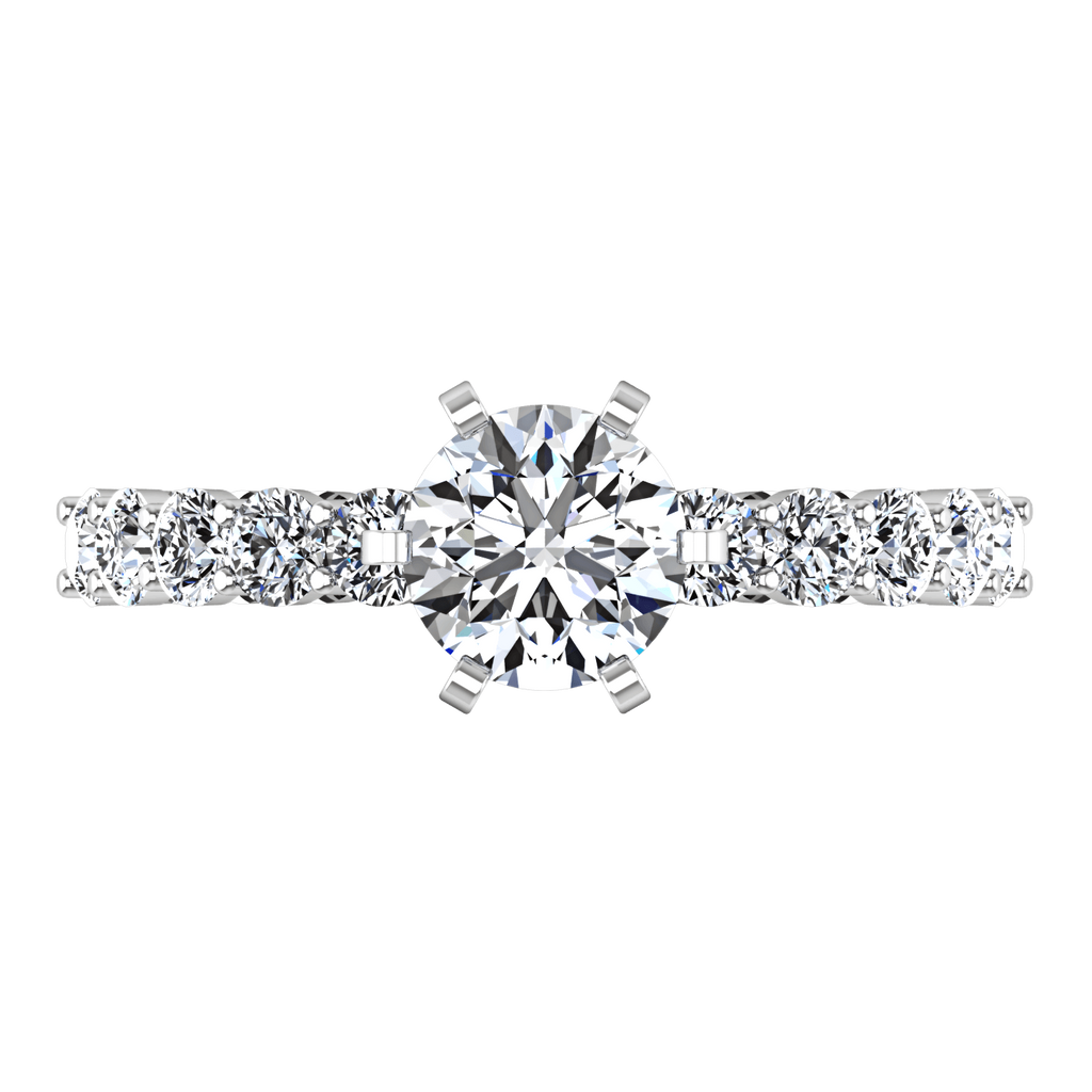 Round Diamond Pave Engagement Ring Fleur 14K White Gold engagement rings imaginediamonds 